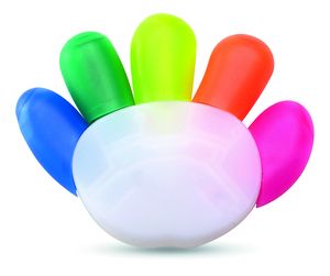 COLORE Hand-Shaped 5-Color Highlighter with Large Print Area - GiftRetail MO7448
