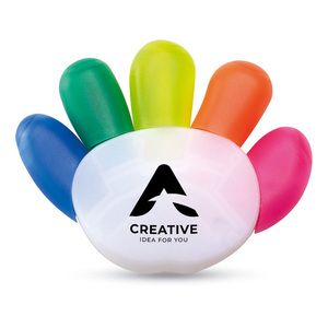 COLORE Hand-Shaped 5-Color Highlighter with Large Print Area - GiftRetail MO7448