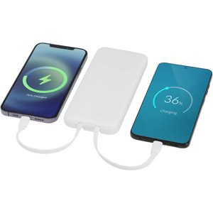 Adhil powerbank van 10.000 mAh 10 W van gerecycled plastic met 2 ingebouwde kabels - EgotierPro 124459