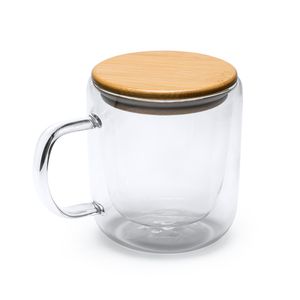 Stamina TZ3998 - INDAL Beautiful double wall mug made of borosilicate glass with bamboo lid