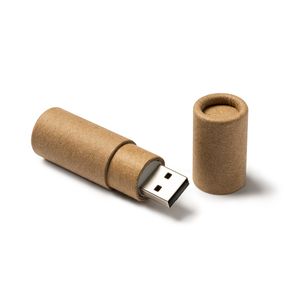 VIKEN Cilindrische USB-geheugenstick in gerecycled karton - EgotierPro US4195