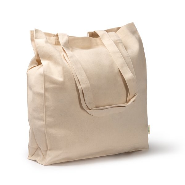 LOPIS Bag made with 100% organic cotton of 220 g/m² with gussets on the base and sides in natural finish