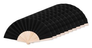 Pack of 10 GiftRetail MO9532 - FANNY WOOD Elegant Wooden Hand Fan with Polyester Fabric