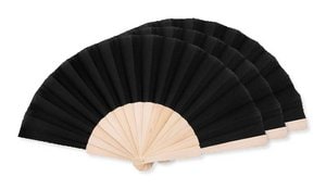 Pack of 30 GiftRetail MO9532 - FANNY WOOD Elegant Wooden Hand Fan with Polyester Fabric