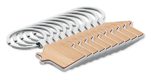 BURNIE Bamboe sleutelhanger huisje