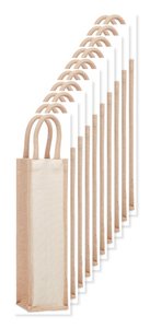 Pak van 10 GiftRetail MO6258 - CAMPO DI VINO Jute wijntas voor 1 fles