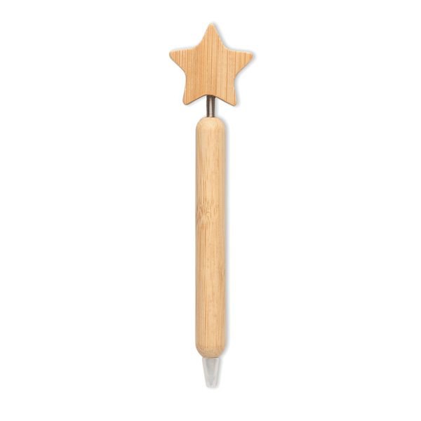 STARPEN Bamboe balpen ster detail - GiftRetail CX1581