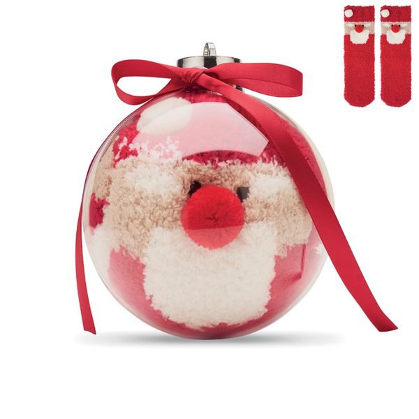 SNUG L Santa socks in bauble ornament - GiftRetail CX1586