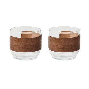 BOGOTA SET Koffieglazen set walnoot greep - GiftRetail MO3197