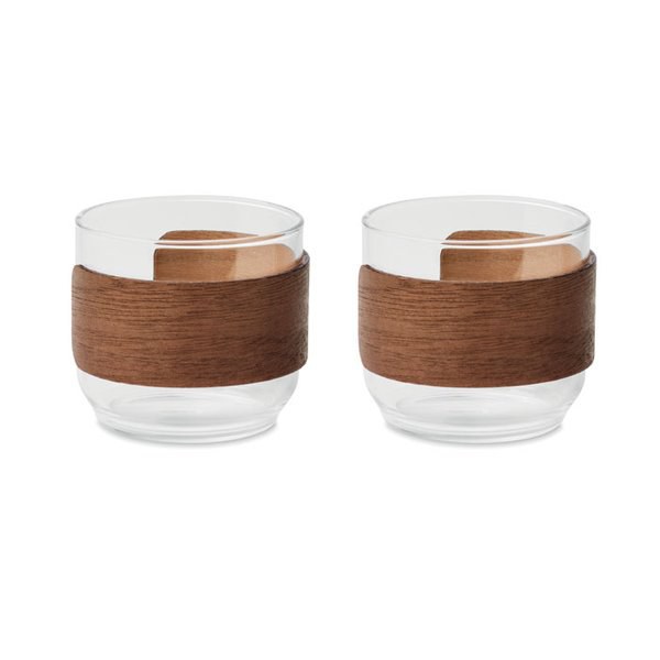 BOGOTA SET Koffieglazen set walnoot greep - GiftRetail MO3197