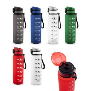 Fles van gerecycled PET (100% rPET), met motiverende teksten en tijdsaanduidingen om u aan te moedigen water te drinken - Egotier 94448